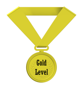 gold medal with text gold level credential